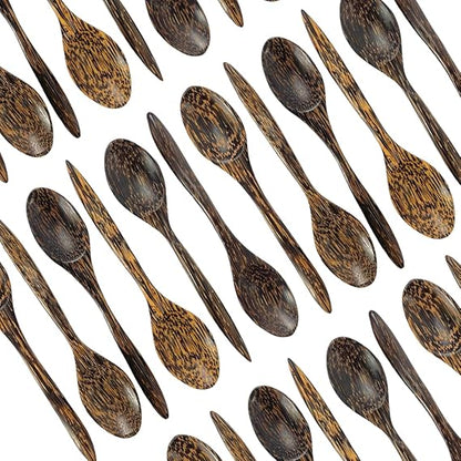 Handmade Wooden Coffee Tea & Spice Spoons – Set of 10 Palm Wood Mini Spoons | Rustic Natural Utensils for Kitchen, Café, or Gift Set