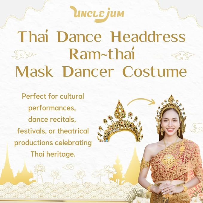 Thai Traditional Dance Headdress (Krabang-Na) – Ram-Thai Srivichai Dancer Mask Costume Accessory by UNCLEJUM