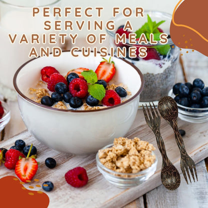 6 Inch Wooden Spoon and Fork (Spork) Set – Reusable Dual Purpose Wood Cutlery for Dessert, Snacks, Camping and Travel