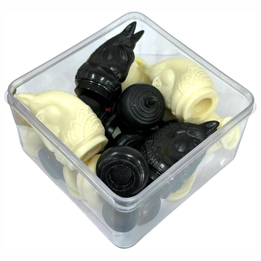 Thai Chess (Makruk) Plastic Set – Traditional Black & White Pieces with Storage Box