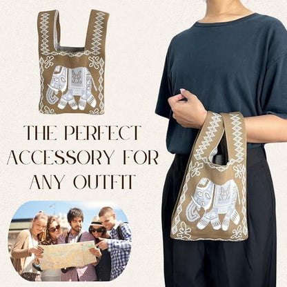 Handmade Thai Woven Shoulder Bag with Elephant Pattern – Boho Tote, Eco-Friendly, Everyday Purse, Festival &amp; Travel Gift