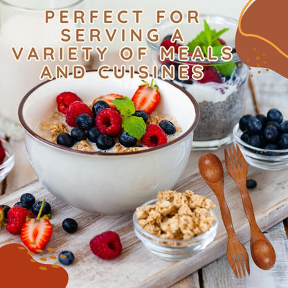 6 Inch Wooden Spoon and Fork (Spork) Set – Reusable Dual Purpose Wood Cutlery for Dessert, Snacks, Camping and Travel