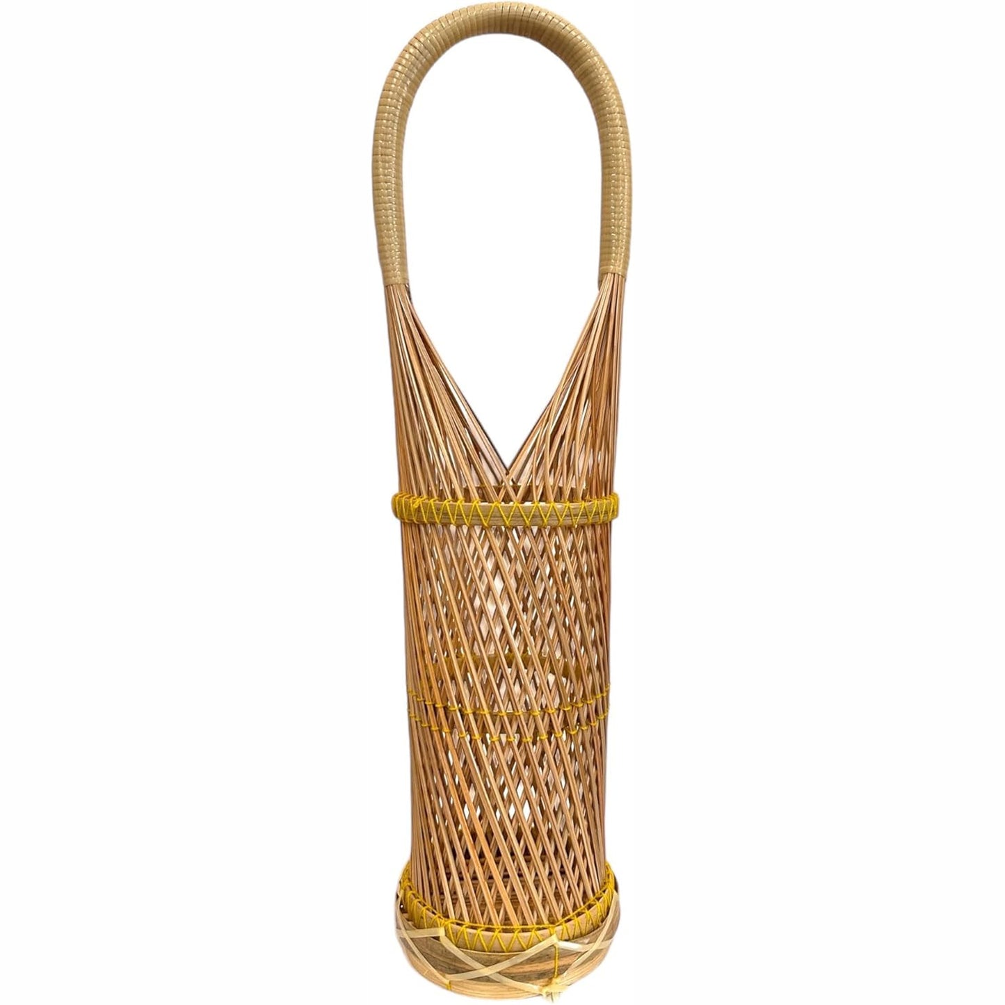 Woven Wine Bottle Basket – Rattan Bamboo Holder (16 inches)