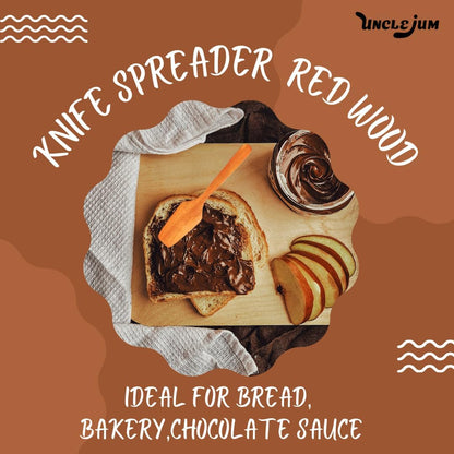 Red Wood Bread Spreader Knife – 6 Inch Small Spatula for Butter, Jam, and Bakery – Wooden Handle Stainless Blade Kitchen Tool