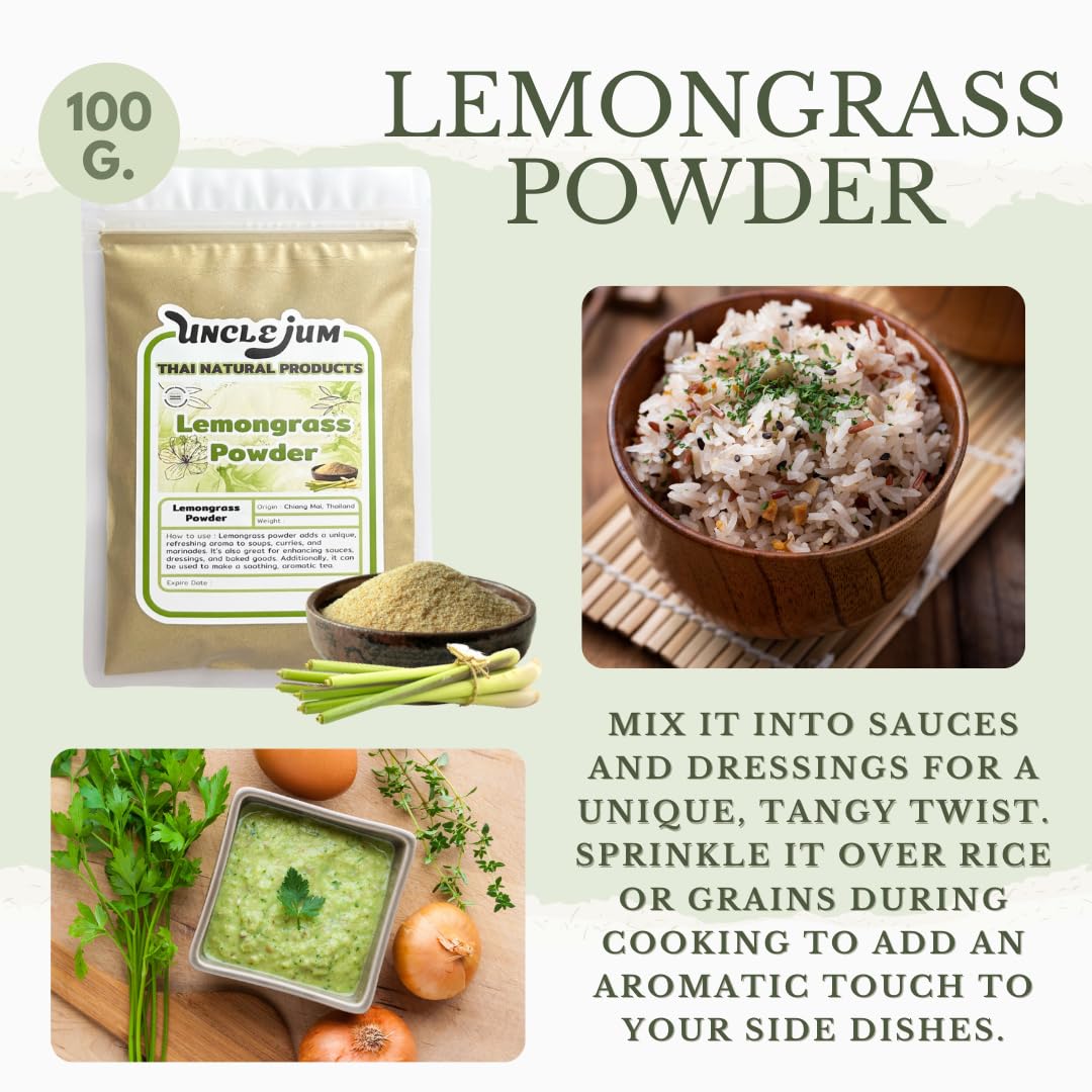 UNCLEJUM Thai Lemongrass Powder – Seasoning for Cooking & Tea (100g / 3.52oz)