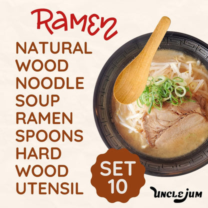 2,6,10 PCS Asian Wooden Soup Spoons – Lightweight 6-inch Natural Wood Table Spoons for Ramen, Rice & Everyday Dining Set