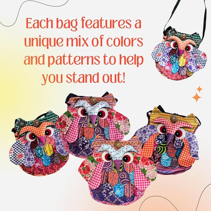 Handmade Thai Owl Patchwork Fabric Bag – Unique Cotton Tote for Daily use