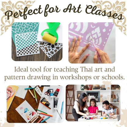 Set 3 Traditional Thai Pattern Template for Painting, Drawing, and DIY Craft Projects