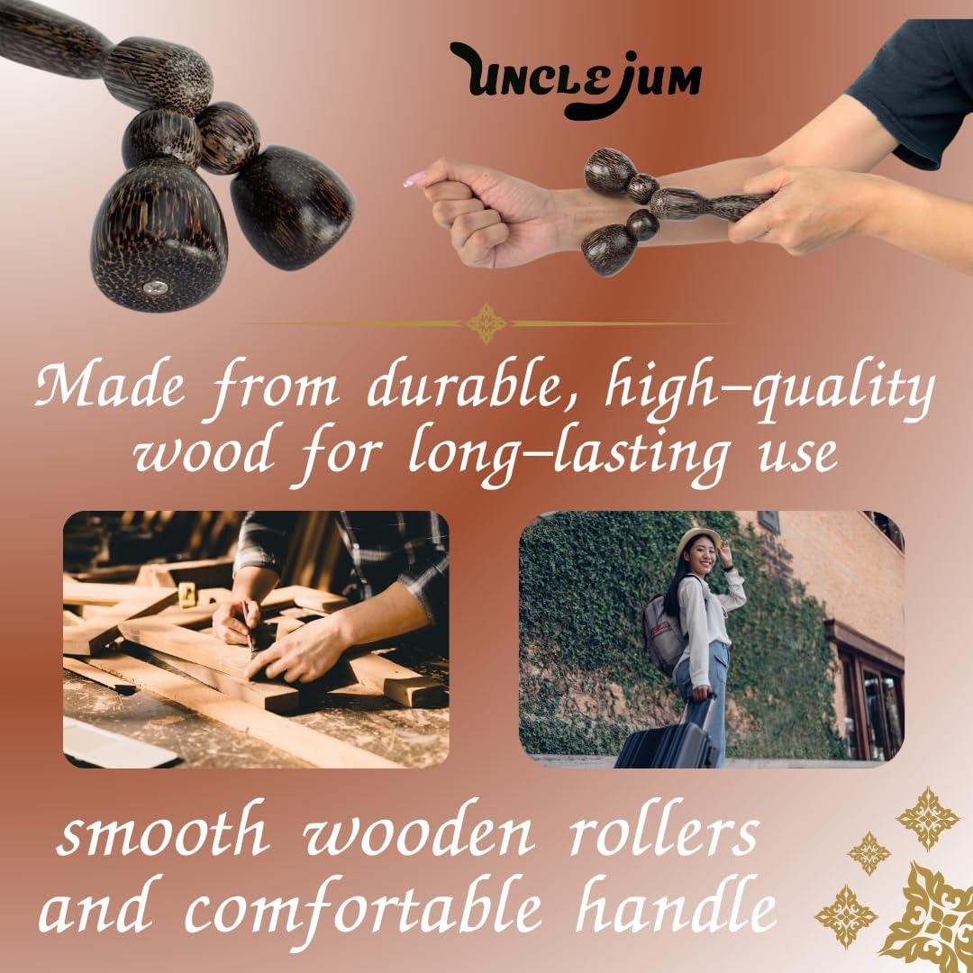 Thai Palm Wood Massage Roller – 8” Wooden Neck & Shoulder Relaxation Tool for Stress Relief