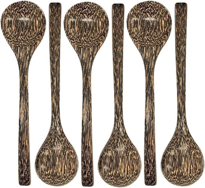 Palm Wood Soup Ladle 8.5” – Handcrafted Long Handle Wooden Spoon for Soup, Curry, Ice Cream & Dessert | UNCLEJUM