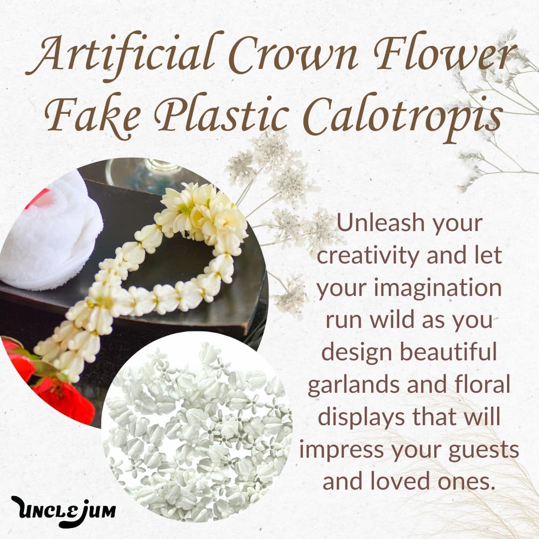 Pack 100 Pcs Artificial Dok-Rak Thai Crown Flower Fake Plastic Calotropis for DIY Garland Craft