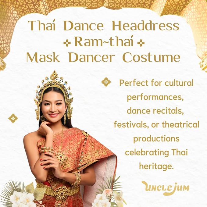 Thai Traditional Dance Headdress (Krabang-Na) – Ram-Thai Srivichai Dancer Mask Costume Accessory by UNCLEJUM