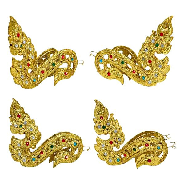 Thai Traditional Dance Armbands – Gilt Jeweled Upper Arm Bracelets (Pair) by UNCLEJUM
