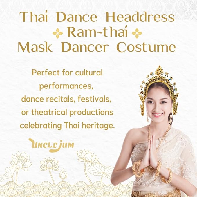 Thai Traditional Dance Headdress (Krabang-Na) – Ram-Thai Srivichai Dancer Mask Costume Accessory by UNCLEJUM