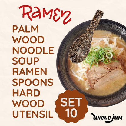 2,6,10 PCS Asian Wooden Soup Spoons – Lightweight 6-inch Natural Wood Table Spoons for Ramen, Rice & Everyday Dining Set