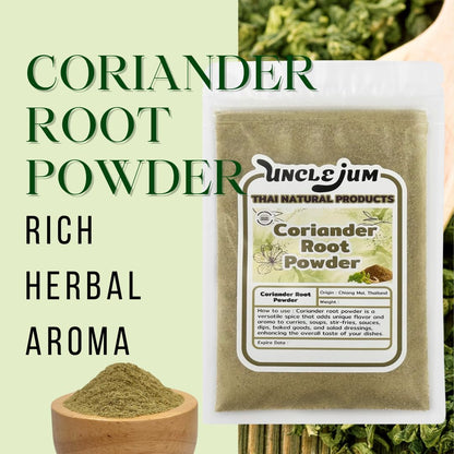 Thai Ground Coriander Root Powder – 100% Pure Coriander Root Spice | Authentic Thai Herb for Tom Yum, Curry Paste, Marinades & Asian Cooking | Product of Thailand