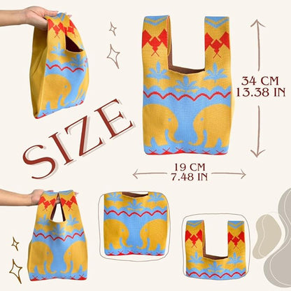 Handmade Thai Woven Shoulder Bag with Elephant Pattern – Boho Tote, Eco-Friendly, Everyday Purse, Festival &amp; Travel Gift
