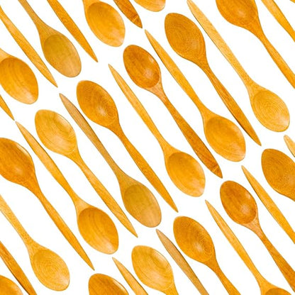 Handmade Wooden Coffee Tea & Spice Spoons – Set of 10 Palm Wood Mini Spoons | Rustic Natural Utensils for Kitchen, Café, or Gift Set