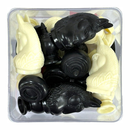 Thai Chess (Makruk) Plastic Set – Traditional Black & White Pieces with Storage Box