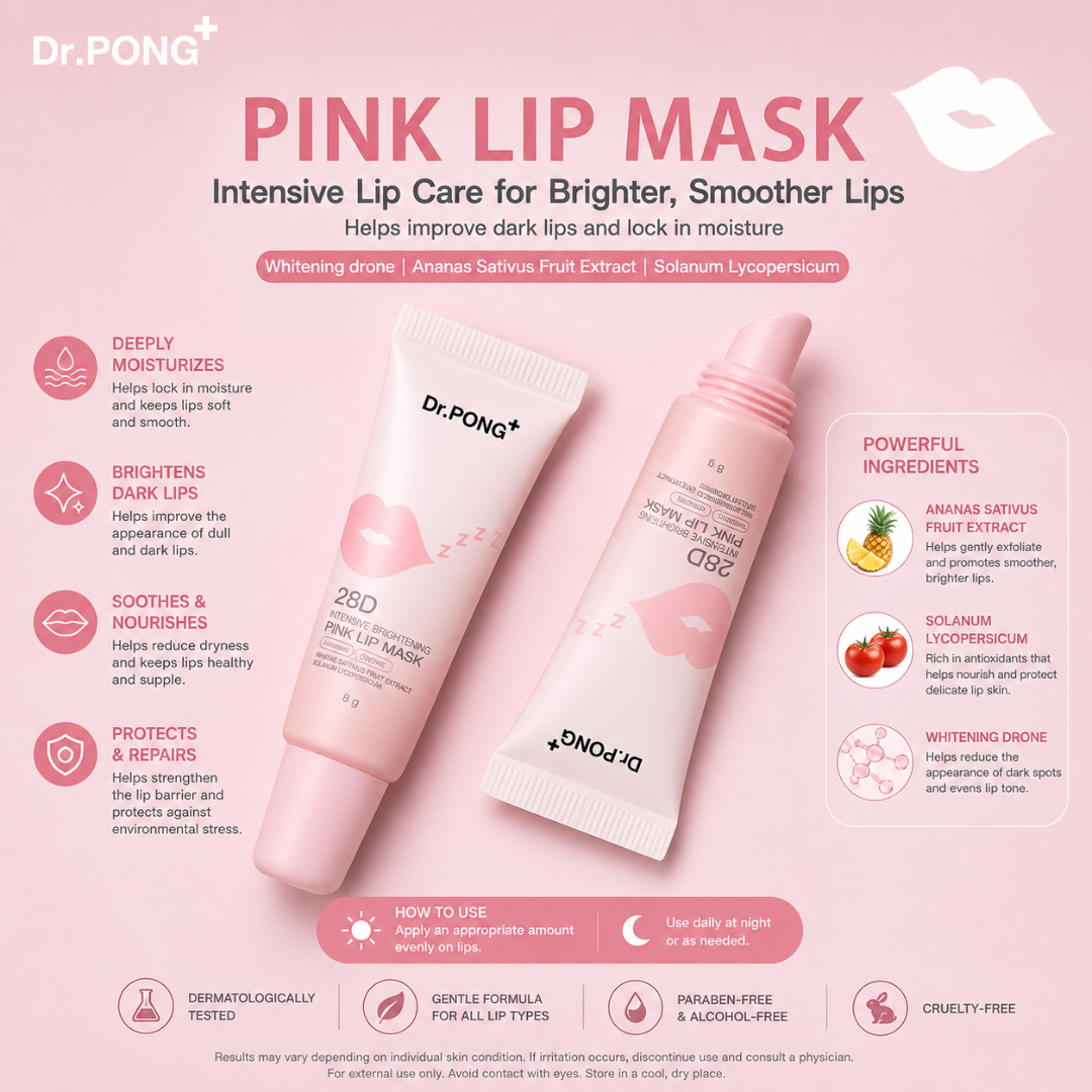 Dr.PONG 28D Whitening Drone Pinky Lip Mask 8.5g – Brightening Lip Mask with Vitamin C, Arbutin & Peptides | Hydrating Overnight Lip Treatment