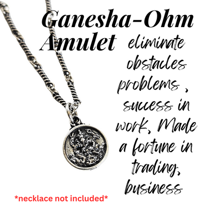 Phra Ganesh – Ohm Thai Hindu Amulet Pendant  925 Sterling Silver Ganesha Charm, Handcrafted in Thailand