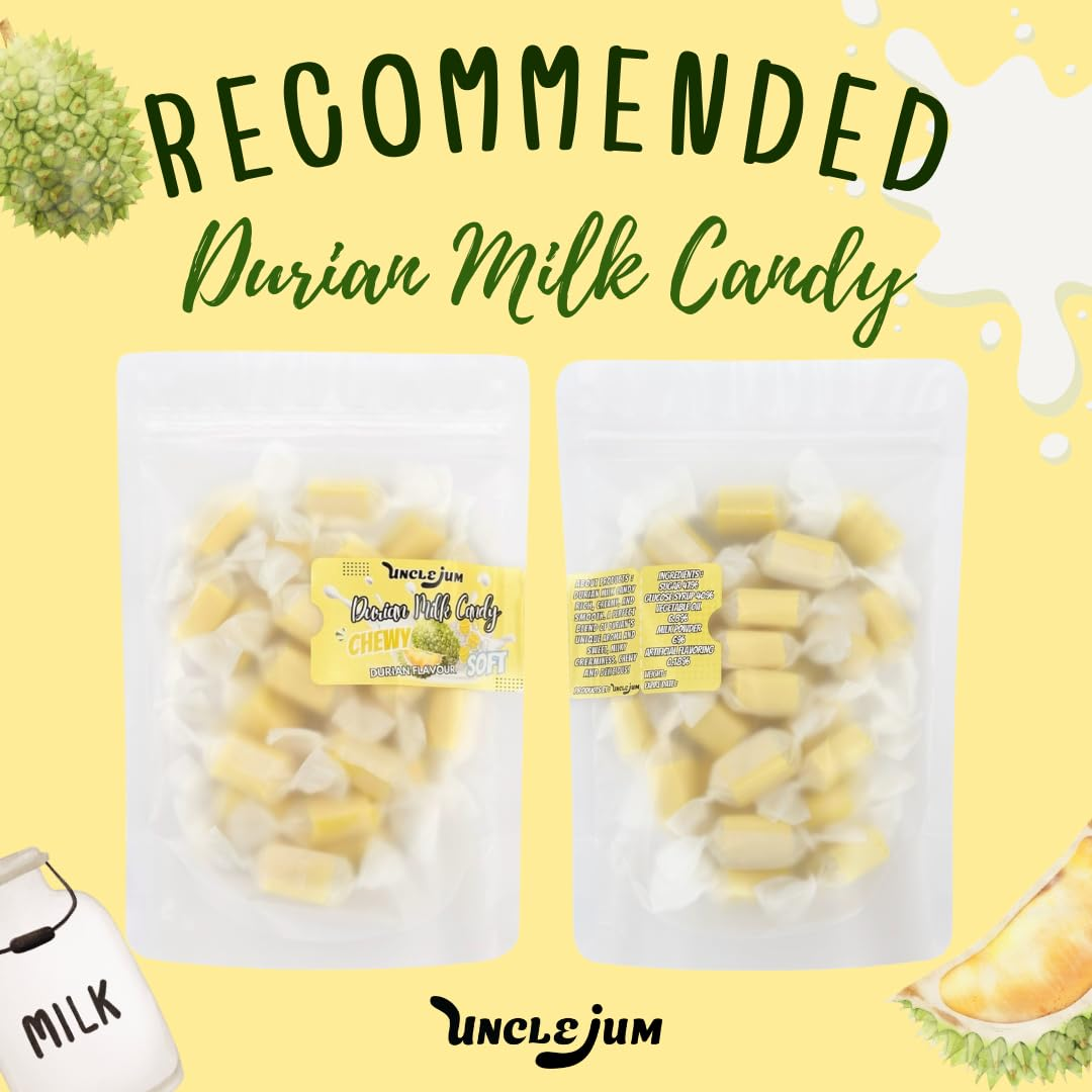Thai Durian Milk Candy 110g – Soft & Chewy Milk Toffee with Real Durian, Creamy Tropical Candy, Authentic Thai Sweet Snack