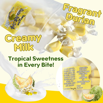 Thai Durian Milk Candy 110g – Soft & Chewy Milk Toffee with Real Durian, Creamy Tropical Candy, Authentic Thai Sweet Snack