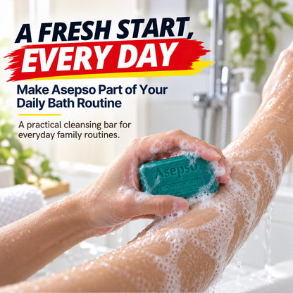 Asepso Original Antibacterial Bar Soap – Everyday Body Cleansing Soap – 80g × 4 Bars