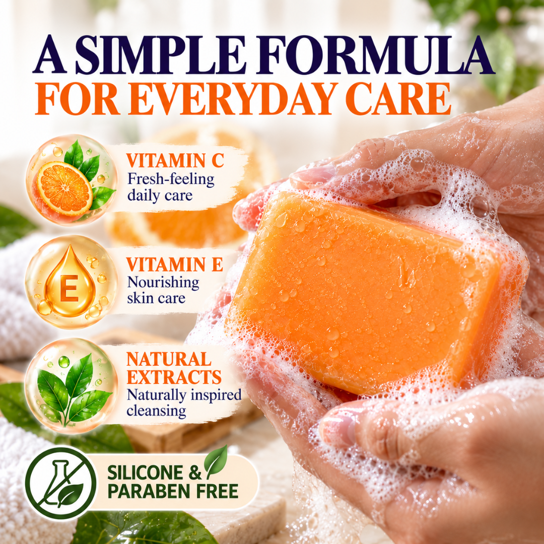 BENNETT Vitamin C & E Soap – Natural Extract Herbal Cleansing Bar for Smooth, Bright & Fresh-Looking Skin – 130g