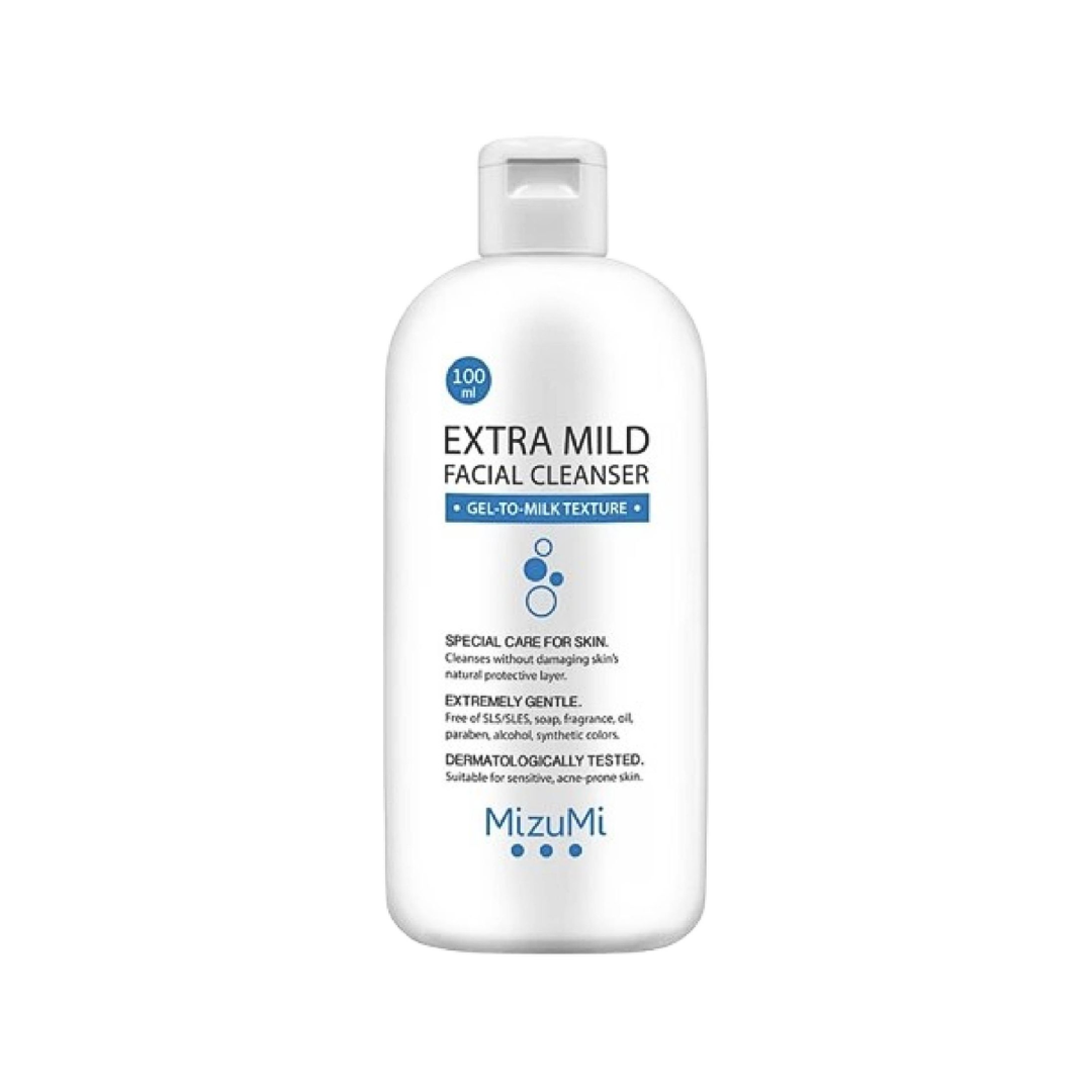 MizuMi Extra Mild Facial Cleanser 100 ml Gentle pH-Balanced Gel-to-Milk Cleanser for Sensitive, Acne-Prone & Dry Skin