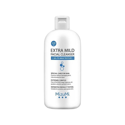MizuMi Extra Mild Facial Cleanser 100 ml Gentle pH-Balanced Gel-to-Milk Cleanser for Sensitive, Acne-Prone & Dry Skin