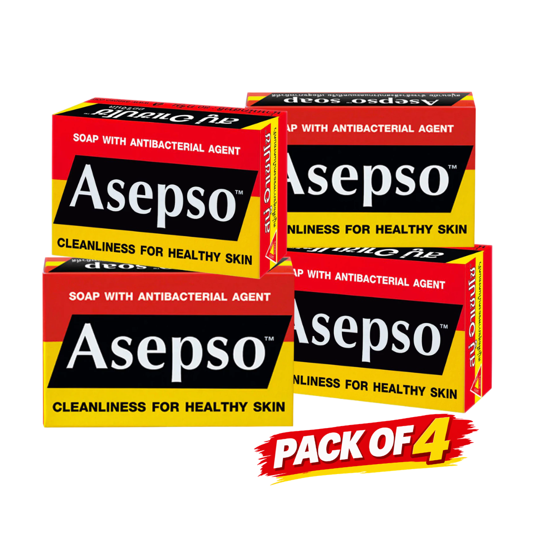 Asepso Original Antibacterial Bar Soap – Everyday Body Cleansing Soap – 80g × 4 Bars