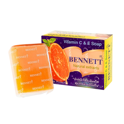 BENNETT Vitamin C & E Soap – Natural Extract Herbal Cleansing Bar for Smooth, Bright & Fresh-Looking Skin – 130g