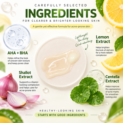 Smooto Lemon-C Acne Plus White Serum – AHA & BHA Facial Serum with Lemon, Shallot & Centella Extract – 10g × 3 Packs