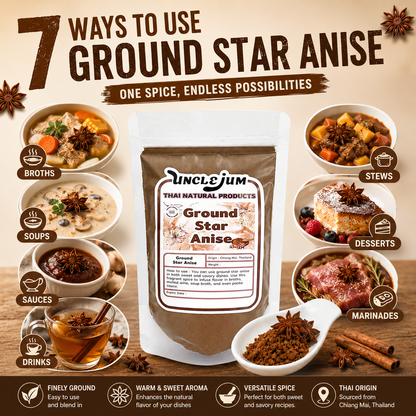 UNCLEJUM Ground Star Anise 100g – Aromatic Ground Spice for Cooking, Baking & Five-Spice Recipes