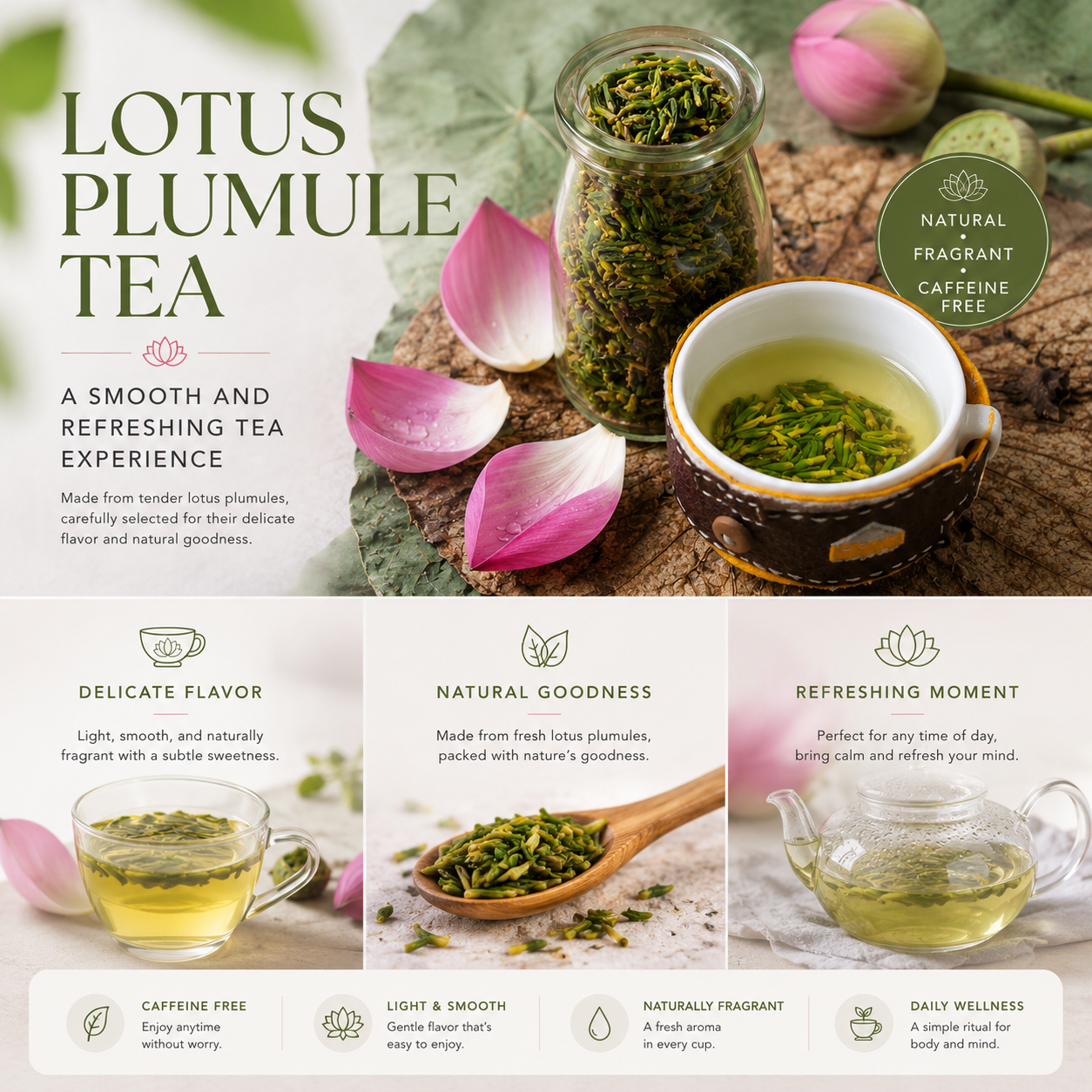 UNCLEJUM Dried Lotus Plumule Tea – Traditional Thai Herbal Tea