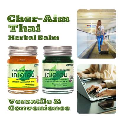Set of 2 Thai Herbal Balm – Plai &amp; Saled Phung Phon Formula (65g each) | Traditional Thai Aromatic Balm | Handmade Natural Spa Gift