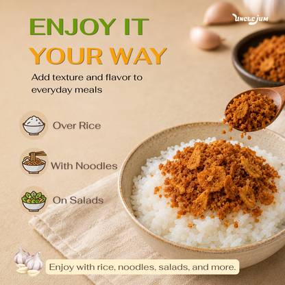 UNCLEJUM Thai Garlic Chili Flakes – Crispy Garlic & Shallot Topping with Chili Seasoning for Rice, Noodles & Everyday Meals – 100g
