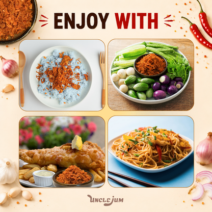 UNCLEJUM Crispy Shrimp Chili Crunch – Thai-Style Spicy Shrimp & Shallot Topping for Rice, Noodles, Salads & More – 110g