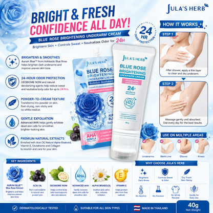 JULA'S HERB Blue Rose Brightening Underarm Cream 40g Brightening Underarm Cream with Blue Rose, Alpha Arbutin & Natural Deodorizing Technology