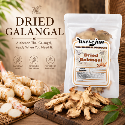 UNCLEJUM Dried Galangal 100g – Sliced Thai Galangal Root for Cooking