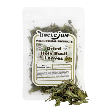 UNCLEJUM Dried Holy Basil Leaves – Thai Kra Pao Basil for Cooking | 20g & 50g