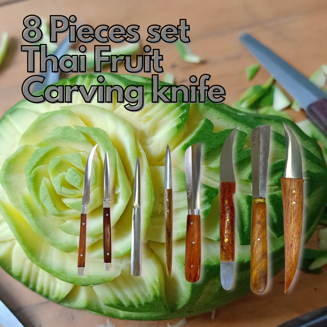 Handmade Thai Fruit Carving Knife Set: Aranyik Stainless Steel, Wood Handle