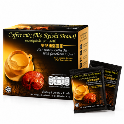 Unicity Bio Reishi Coffee – Premium Ganoderma Mushroom Coffee with Low Caffeine for Natural Energy, Immune Support & Daily Wellness I Functional Mushroom Coffee Supports Energy, Immunity, Healthy Metabolism & Antioxidant Protection | 20 Sachets
