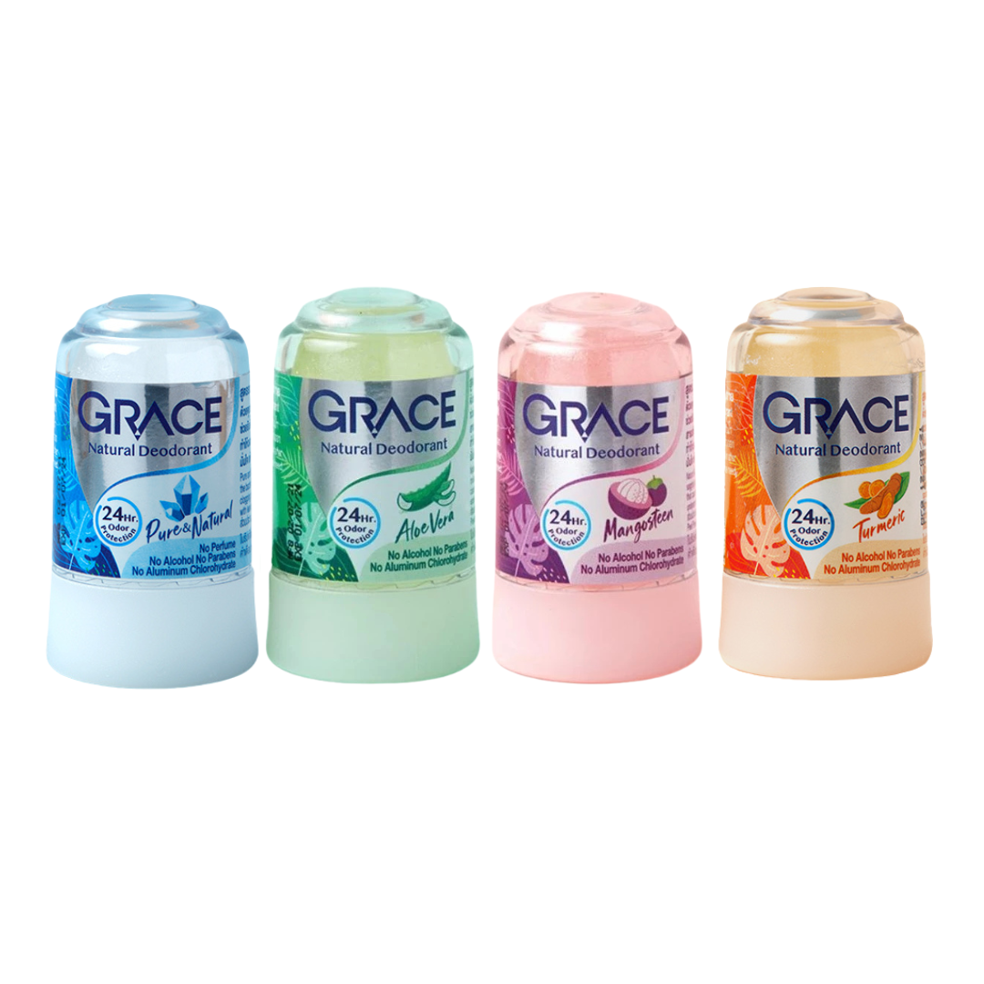 GRACE Natural Crystal Deodorant Stick 70g in four formulas