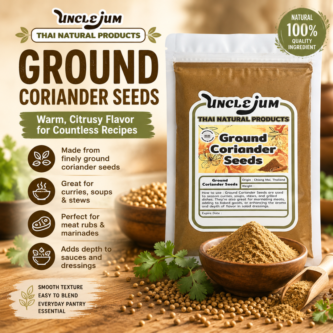 UNCLEJUM Ground Coriander Seeds 100g | Aromatic Thai Spice for Curries, Rubs & Seasoning