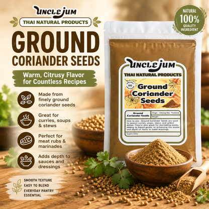 UNCLEJUM Ground Coriander Seeds 100g | Aromatic Thai Spice for Curries, Rubs & Seasoning