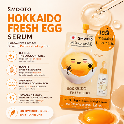 Smooto Egg Collagen White Serum – Hokkaido Egg Yolk, Arbutin & Collagen Brightening Facial Serum – 10g × 3 Packs