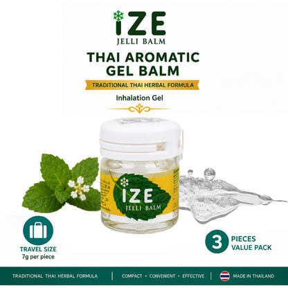 IZE Jelli Balm Thai Aromatic Gel 7g (Pack of 3) – Cooling Herbal Inhalation Gel Helps Refresh, Soothe Insect Bites & Provide Everyday Aromatic Comfort