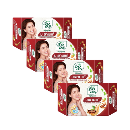 ING ON Tamarind Herbal Soap – Thai Herbal Cleansing Bar with Tamarind, Vitamin E & Hyaluron – 85g × 4 Bars